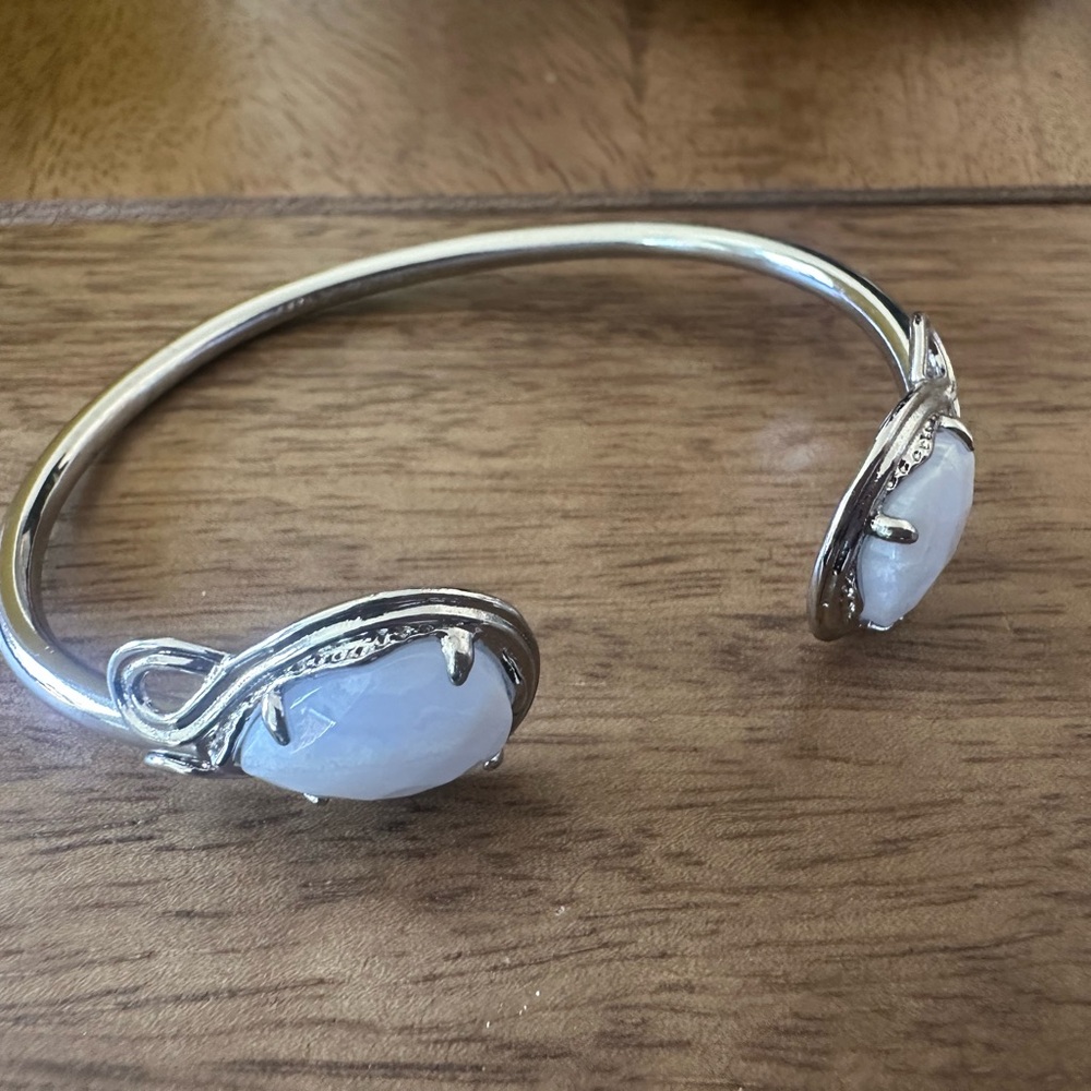 Kendra Scott Silver Bracelet with blue lace agate stones